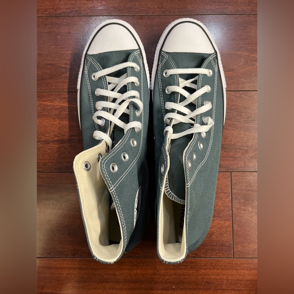Mens 13 Converse CTAS Hi Top Canvas Shoe Sneaker True Nature Green New A10536F - Picture 3 of 16